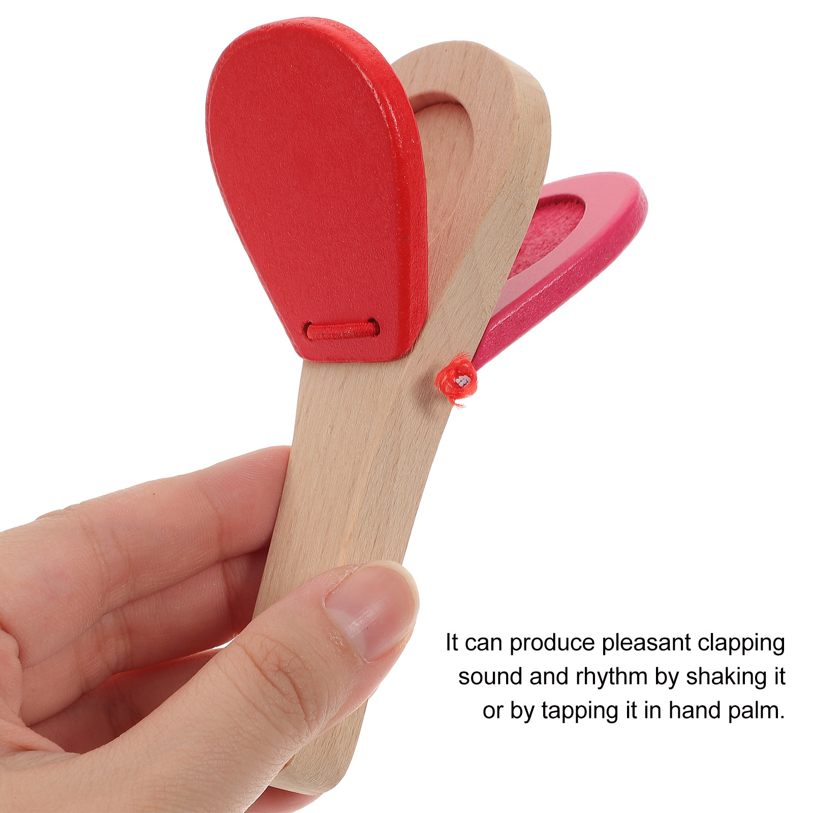 Musical Instrument Clapper - Red Wooden Castanet for Baby Toddlers