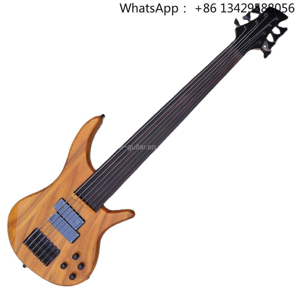Bass Guitar Fretless - Flyoung Yellow 7 Strings Electric Bass