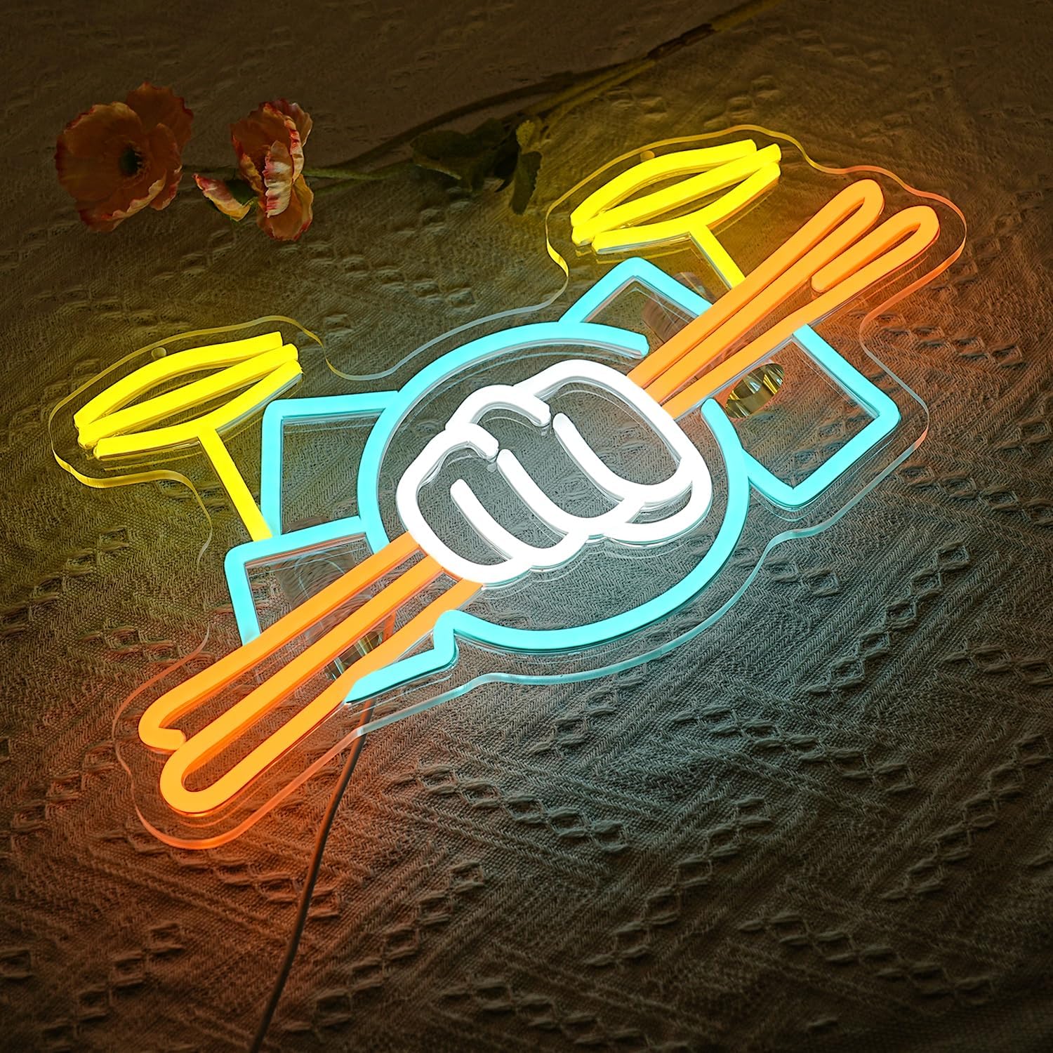 Drum Set Neon Sign USB Powered - Musical Instrument Music recension och pris