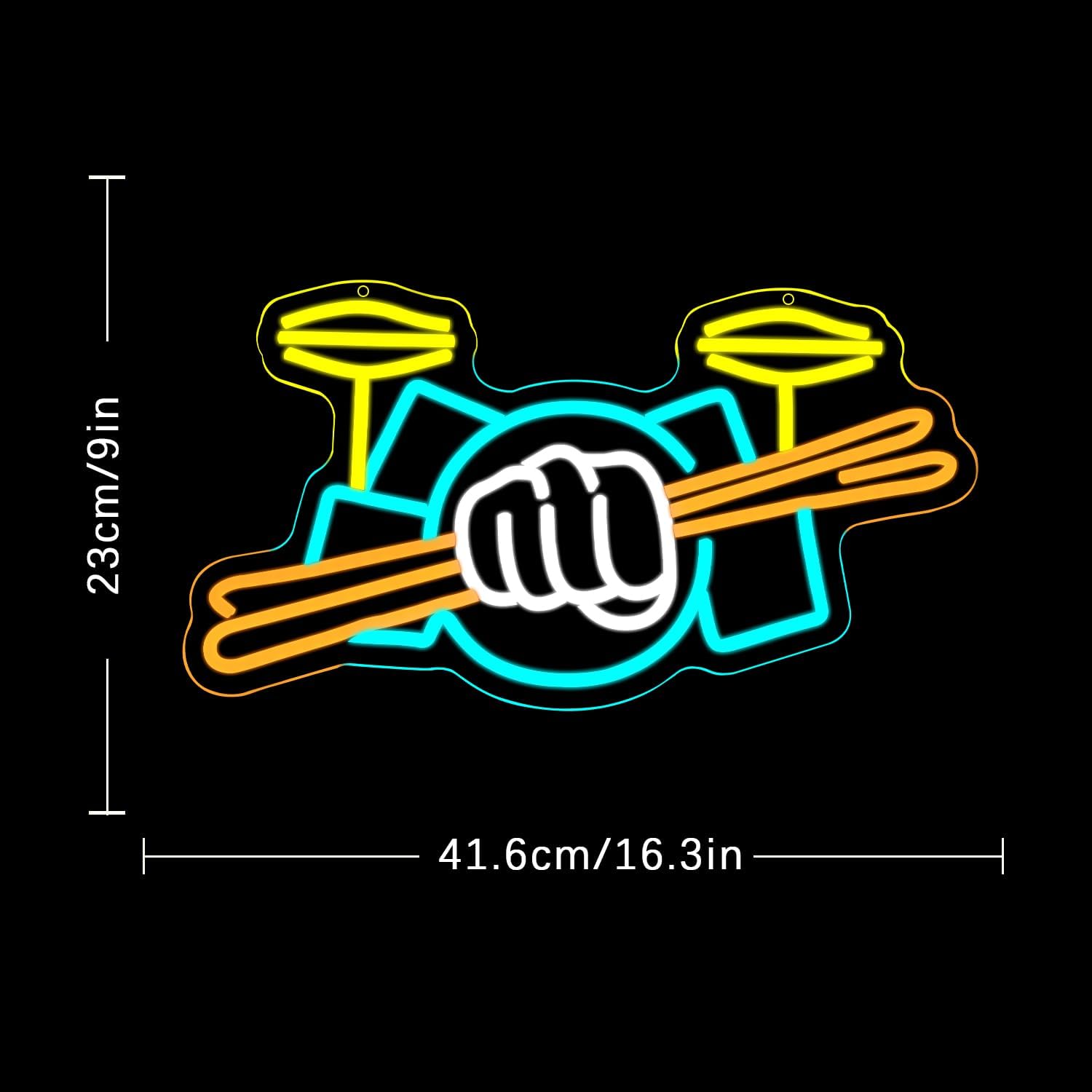 Drum Set Neon Sign USB Powered - Musical Instrument Music recension och pris