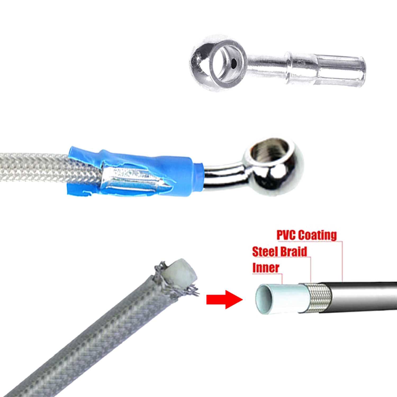 Blue 400mm-2200mm Brake Hose H - Musical Instrument Banjo recension och pris